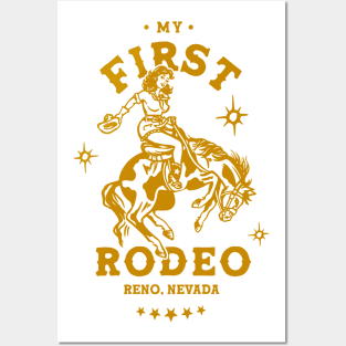 My First Rodeo: Reno, Nevada. Cute Vintage Pinup Cowgirl Posters and Art